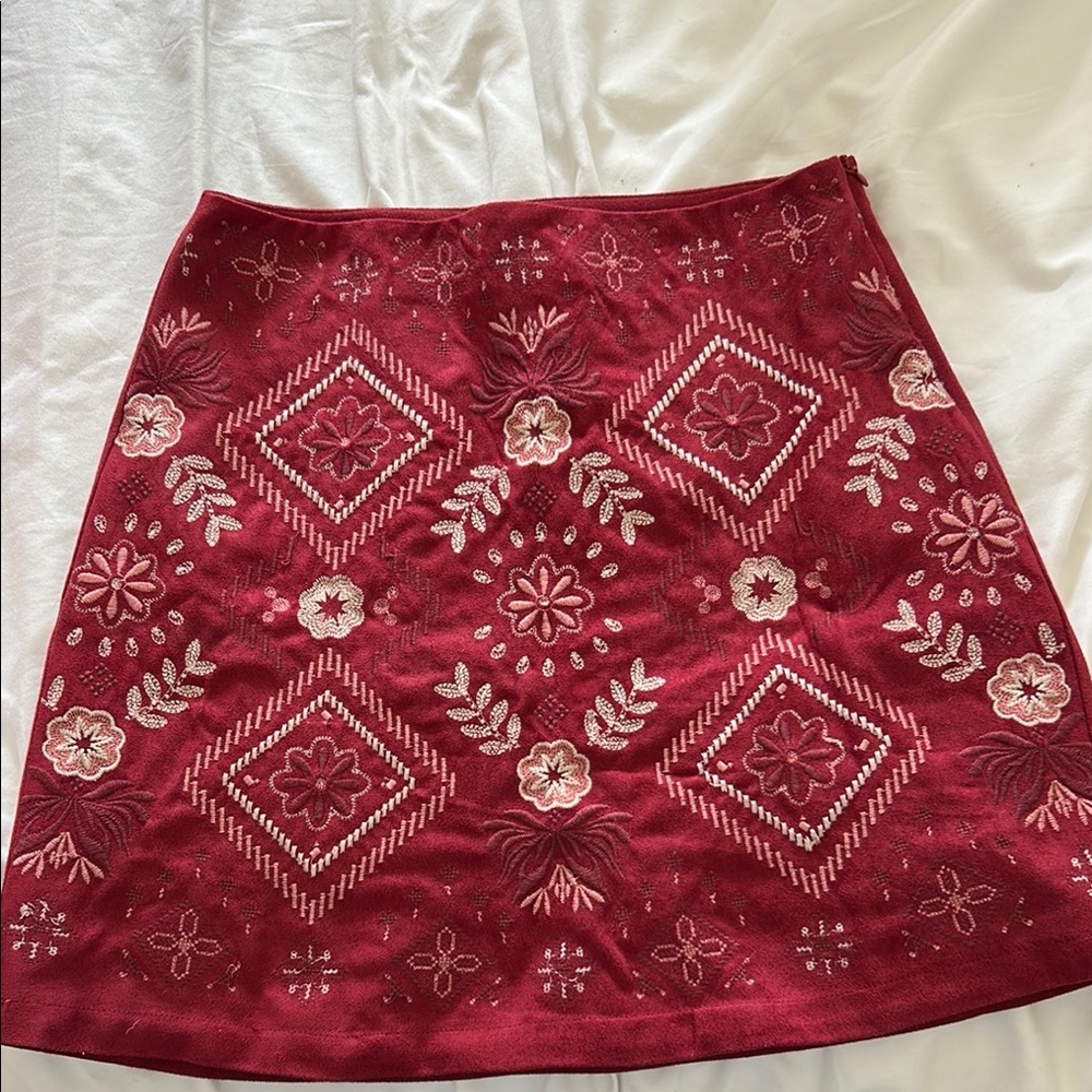 embroidered red skirt from “miami” size small